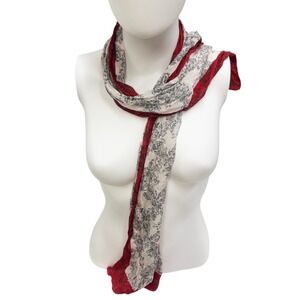 Vanna 100% Silk Scarf Red White Floral Print Classic Vintage Chic Accessory